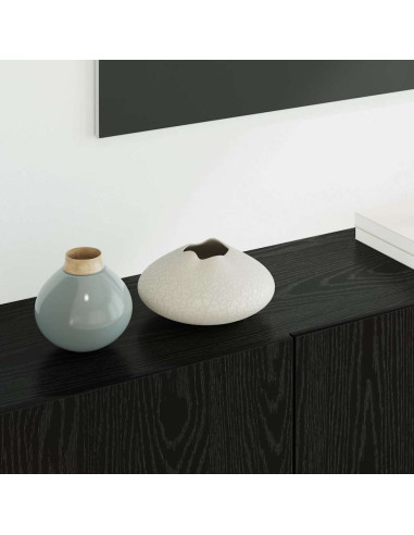 Unità TV da Parete 5 pcs Rovere Nero Legno multistrato