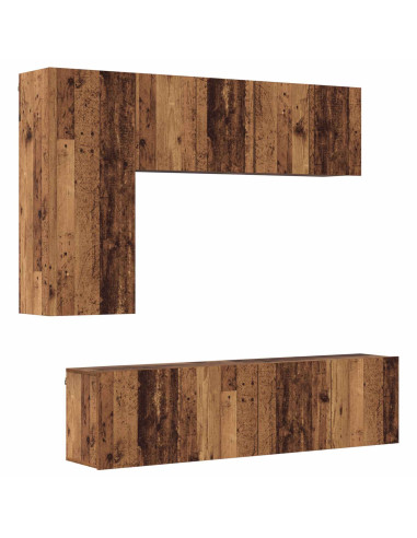 Unità TV da Parete 5 pcs Legno vecchio Legno multistrato