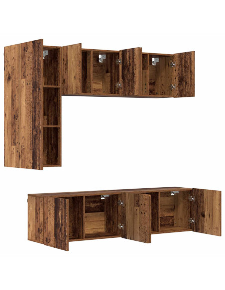 Unità TV da Parete 5 pcs Legno vecchio Legno multistrato