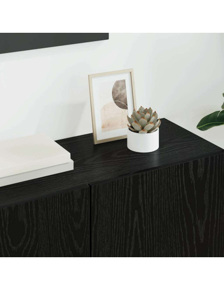 Unità TV da Parete 5 pcs Rovere Nero Legno multistrato