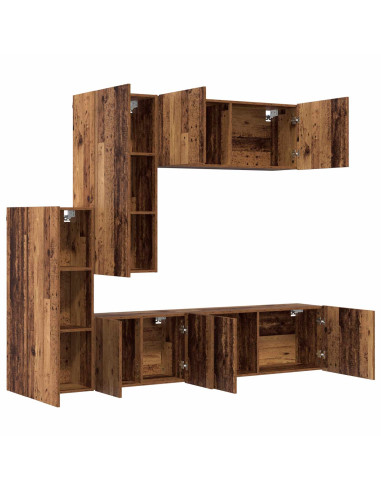 Unità TV da Parete 5 pcs Legno vecchio Legno multistrato