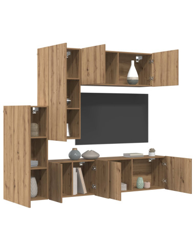 Unità TV da Parete 5 pcs Rovere artigianale Legno multistrato