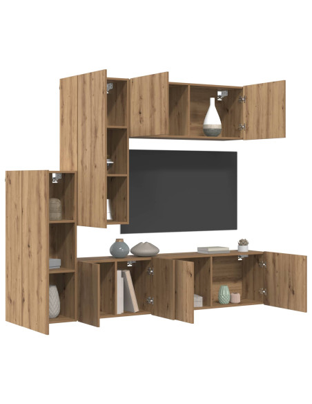 Unità TV da Parete 5 pcs Rovere artigianale Legno multistrato