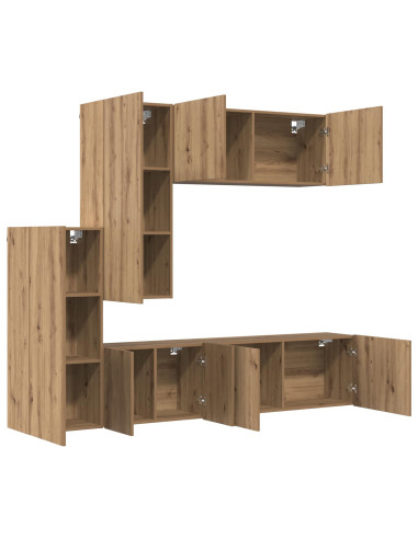 Unità TV da Parete 5 pcs Rovere artigianale Legno multistrato