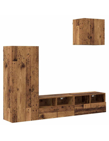 Unità per TV a Muro 4 pcs Legno vecchio Legno multistrato