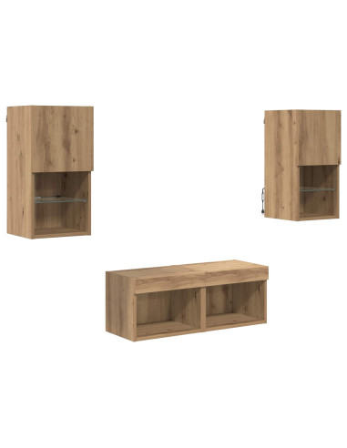 Mobiletti TV da Parete 4 pcs Rovere artigianale