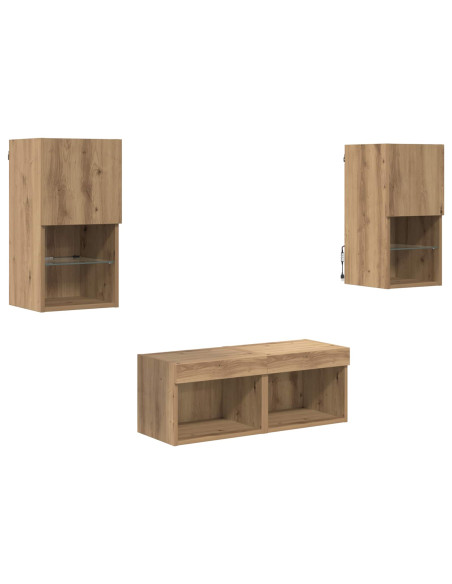 Mobiletti TV da Parete 4 pcs Rovere artigianale