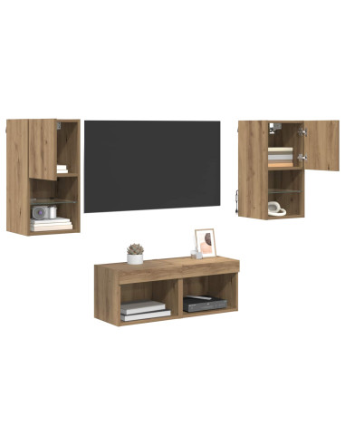 Mobiletti TV da Parete 4 pcs Rovere artigianale
