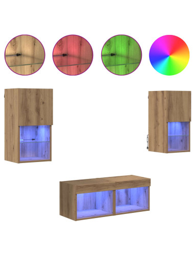 Mobiletti TV da Parete 4 pcs Rovere artigianale