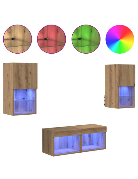 Mobiletti TV da Parete 4 pcs Rovere artigianale
