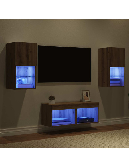 Mobiletti TV da Parete 4 pcs Rovere artigianale