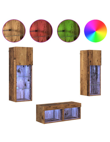 Mobiletti TV da Parete 4 pcs Rovere artigianale