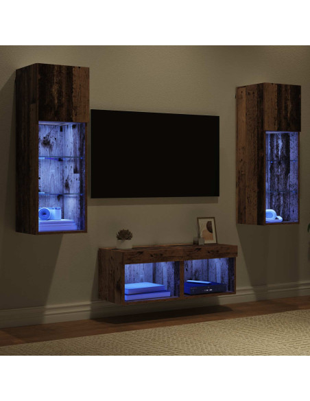 Mobiletti TV da Parete 4 pcs Rovere artigianale