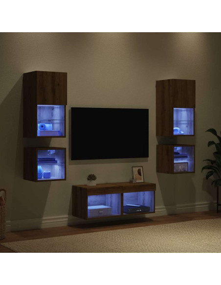 Unità per TV a Muro 8 pcs Rovere artigianale Legno multistrato