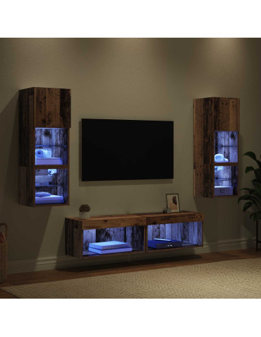 Unità TV da Parete 6 pcs Legno vecchio Legno multistrato