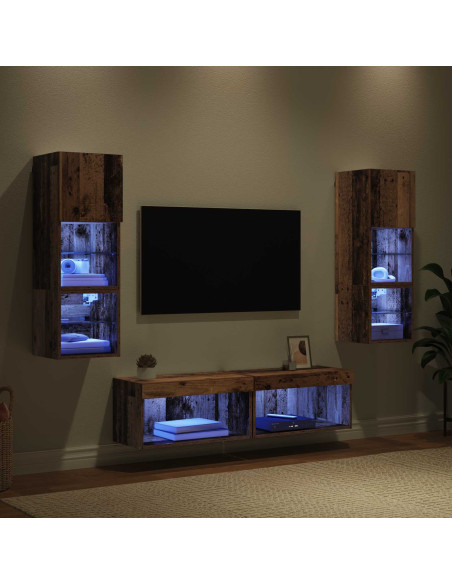 Unità TV da Parete 6 pcs Legno vecchio Legno multistrato