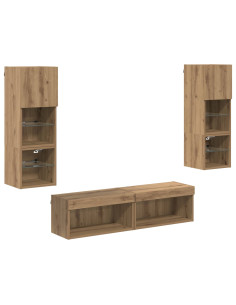 Unità TV da Parete 6 pcs Rovere artigianale Legno multistrato 2