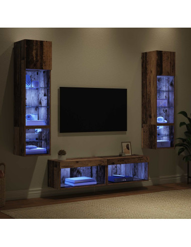 Unità TV da Parete 6 pcs Legno vecchio Legno multistrato