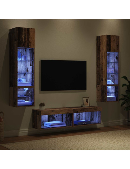 Unità TV da Parete 6 pcs Legno vecchio Legno multistrato