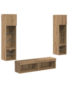 Unità TV da Parete 6 pcs Rovere artigianale Legno multistrato 2