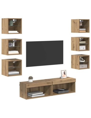 Mobile TV con cassetto 8 pcs Rovere artigianale Vetro