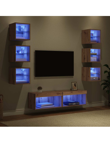 Mobile TV con cassetto 8 pcs Rovere artigianale Vetro