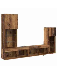 Unità per TV a Muro 4 pcs Legno vecchio Legno multistrato 2