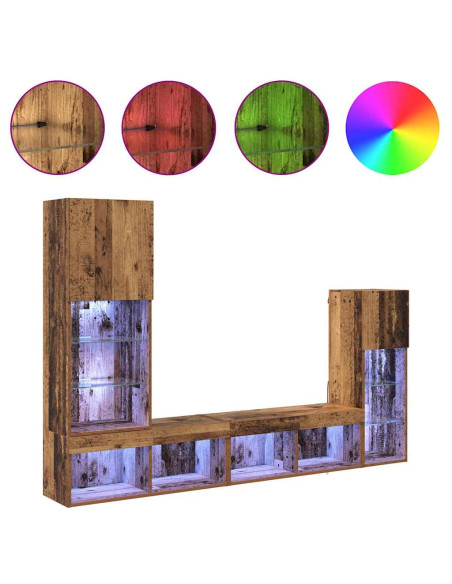 Unità per TV a Muro 4 pcs Legno vecchio Legno multistrato