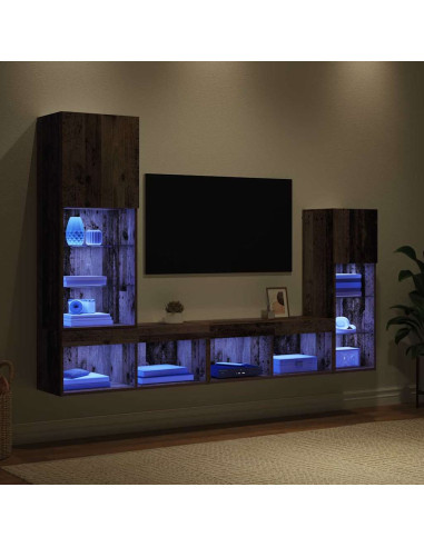 Unità per TV a Muro 4 pcs Legno vecchio Legno multistrato