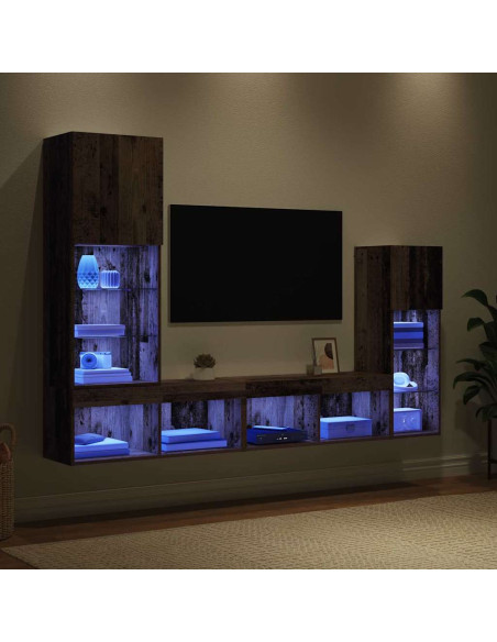 Unità per TV a Muro 4 pcs Legno vecchio Legno multistrato