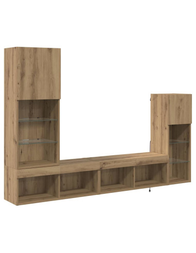 Unità per TV a Muro 4 pcs Rovere artigianale Legno multistrato