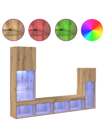 Unità per TV a Muro 4 pcs Rovere artigianale Legno multistrato