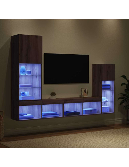Unità per TV a Muro 4 pcs Rovere artigianale Legno multistrato
