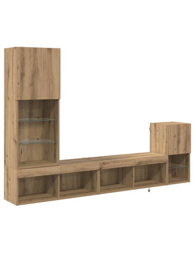 Unità per TV a Muro Rovere artigianale Legno multistrato