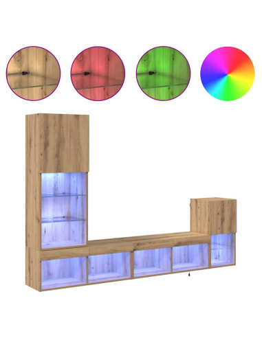 Unità per TV a Muro Rovere artigianale Legno multistrato