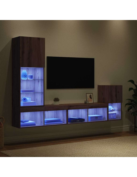 Unità per TV a Muro Rovere artigianale Legno multistrato