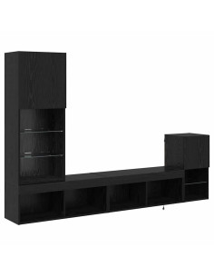 Unità per TV a Muro Rovere Nero Legno multistrato 2