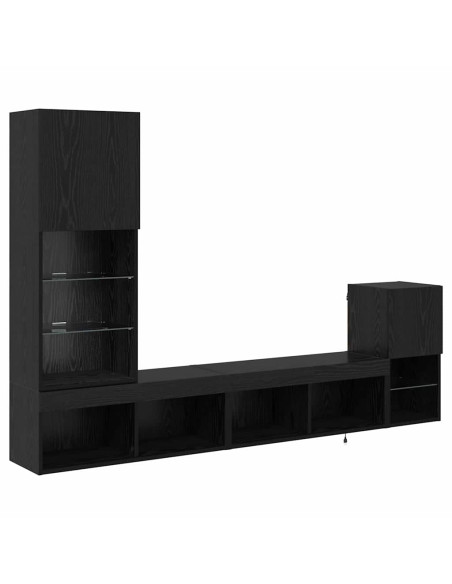 Unità per TV a Muro Rovere Nero Legno multistrato