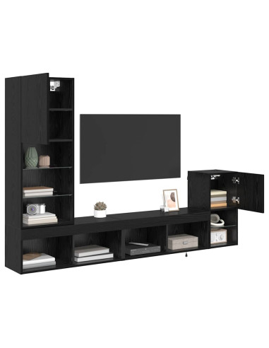 Unità per TV a Muro Rovere Nero Legno multistrato