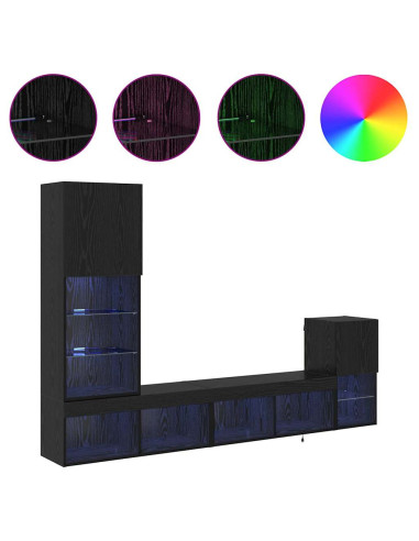 Unità per TV a Muro Rovere Nero Legno multistrato