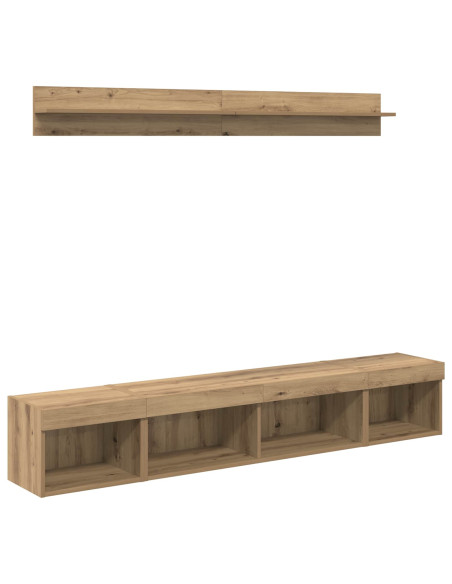 Set di Mobiletto da TV a Parete 5 pcs Rovere artigianale