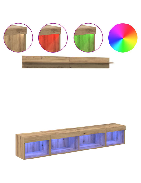 Set di Mobiletto da TV a Parete 5 pcs Rovere artigianale