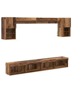 Unità a muro per TV con LED con led 6 pcs Legno vecchio 2