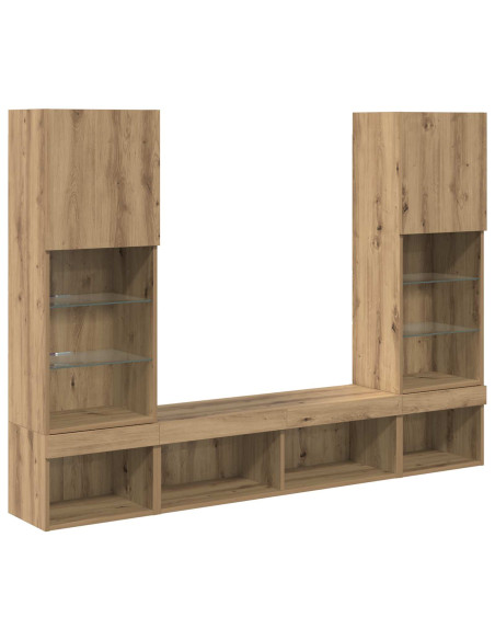 Unità a muro per TV con LED con led 5 pcs Rovere artigianale