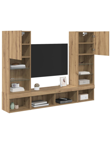 Unità a muro per TV con LED con led 5 pcs Rovere artigianale