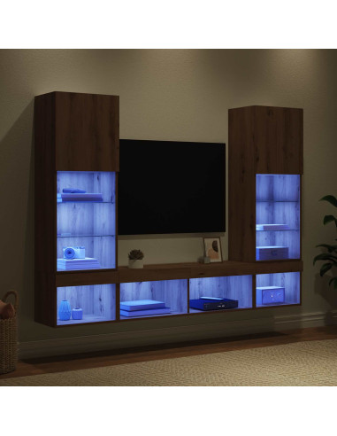 Unità a muro per TV con LED con led 5 pcs Rovere artigianale