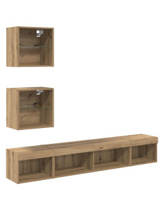 Unità a muro per TV con LED con led 5 pcs Rovere artigianale 2