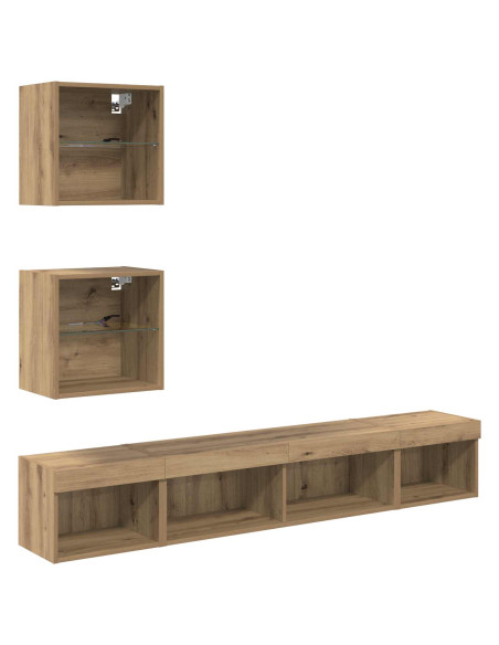 Unità a muro per TV con LED con led 5 pcs Rovere artigianale