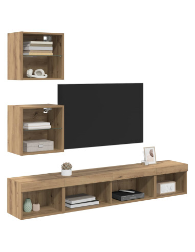 Unità a muro per TV con LED con led 5 pcs Rovere artigianale