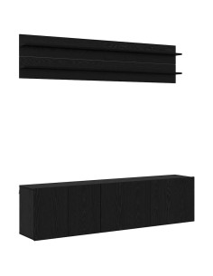 Unità TV Montaggio a parete 6 pcs Rovere nero Legno multistrato 2